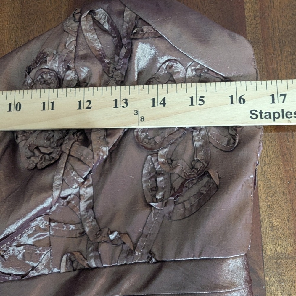 Brown Halter Mermaid Dress Gown Floral Embroidered Sz 10 Taffeta Wedding Guest - Picture 9 of 12